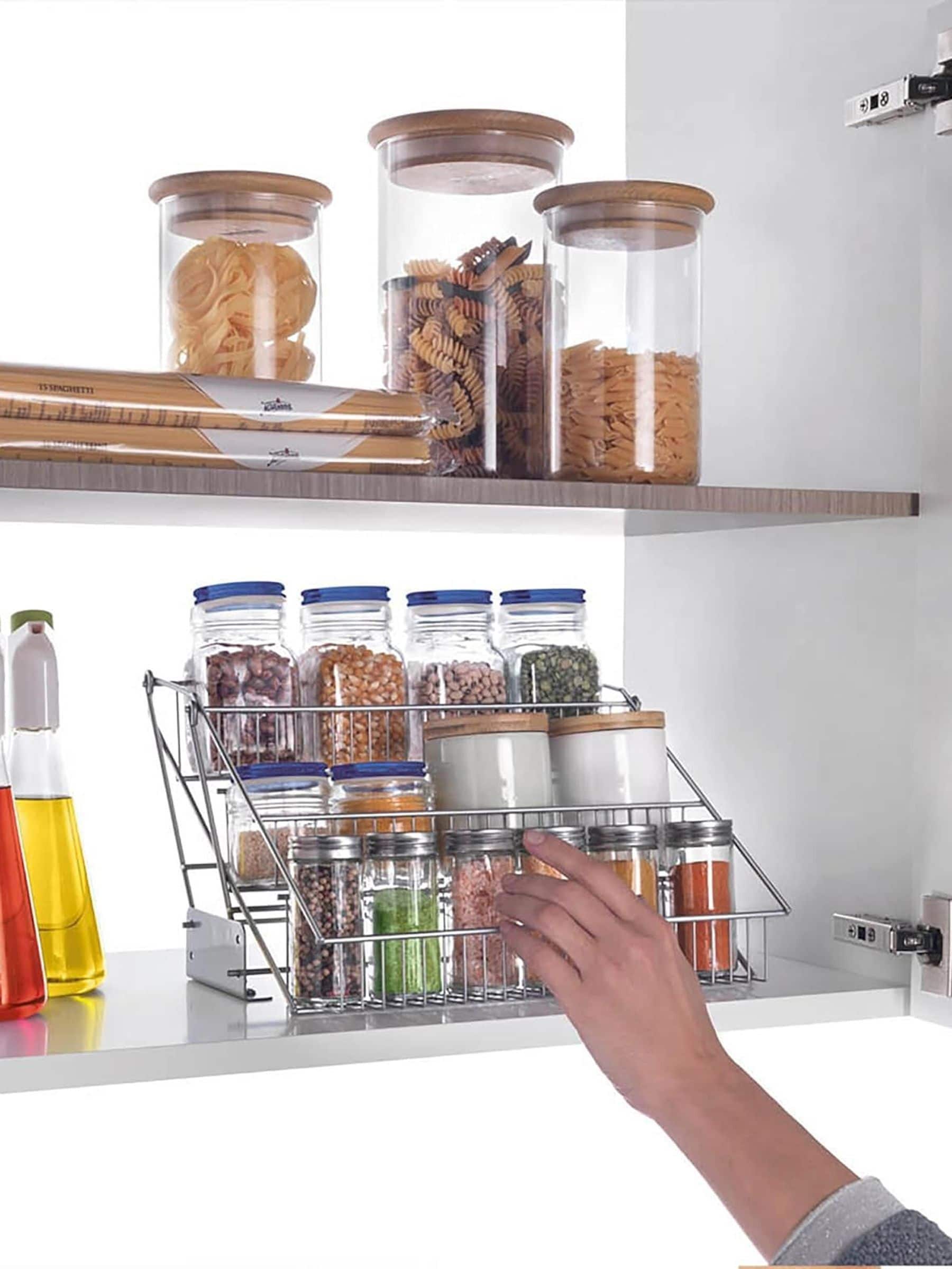 Metaltex silver Up & Down spice organiser - British product