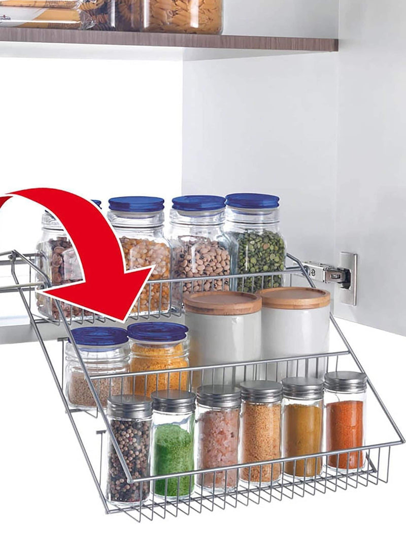 Metaltex silver Up & Down spice organiser - British product