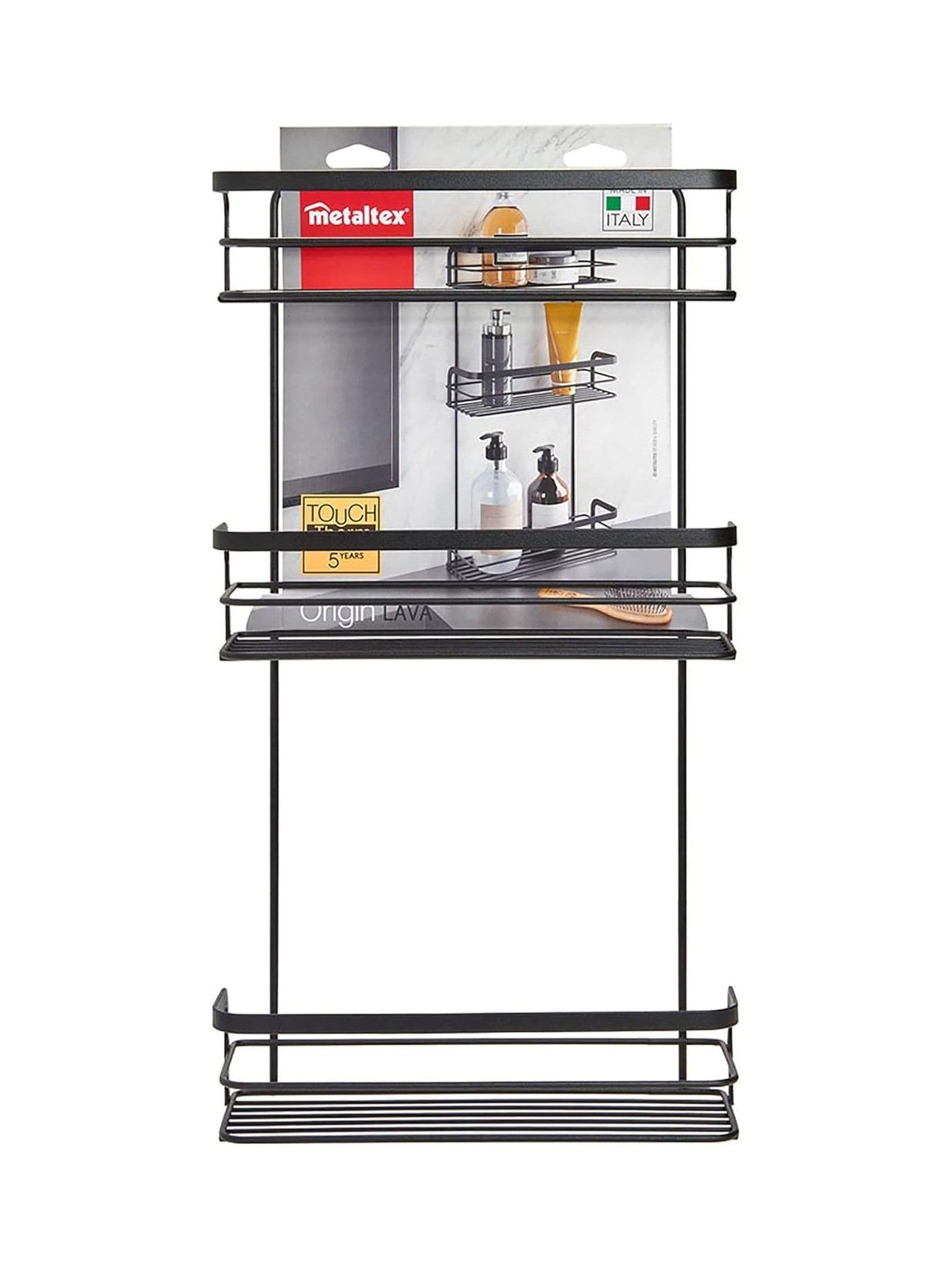 Metaltex Black Origin 3 Tier Rectangular Shelf, imported from the UK