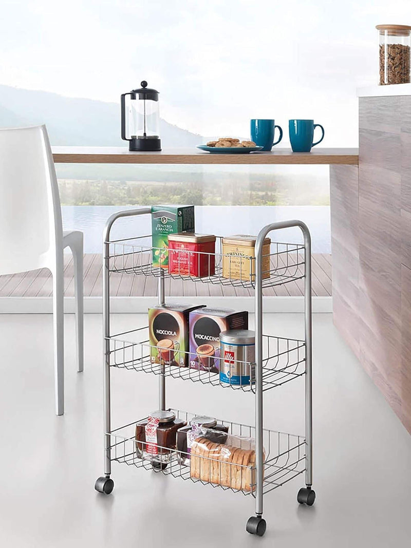 Metaltex Silver Lugano storage rolling cart - British product