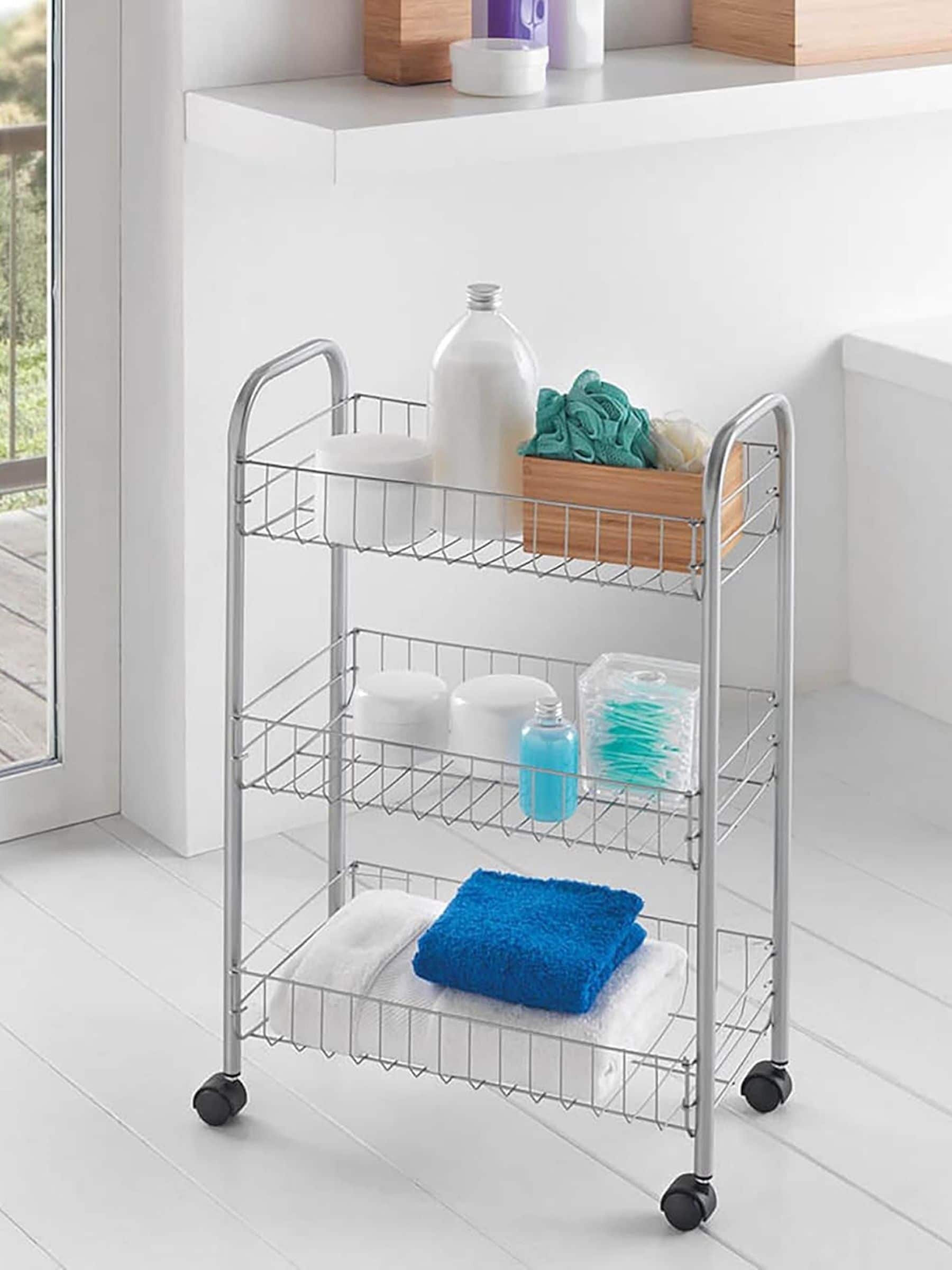 Metaltex Silver Lugano storage rolling cart - British product