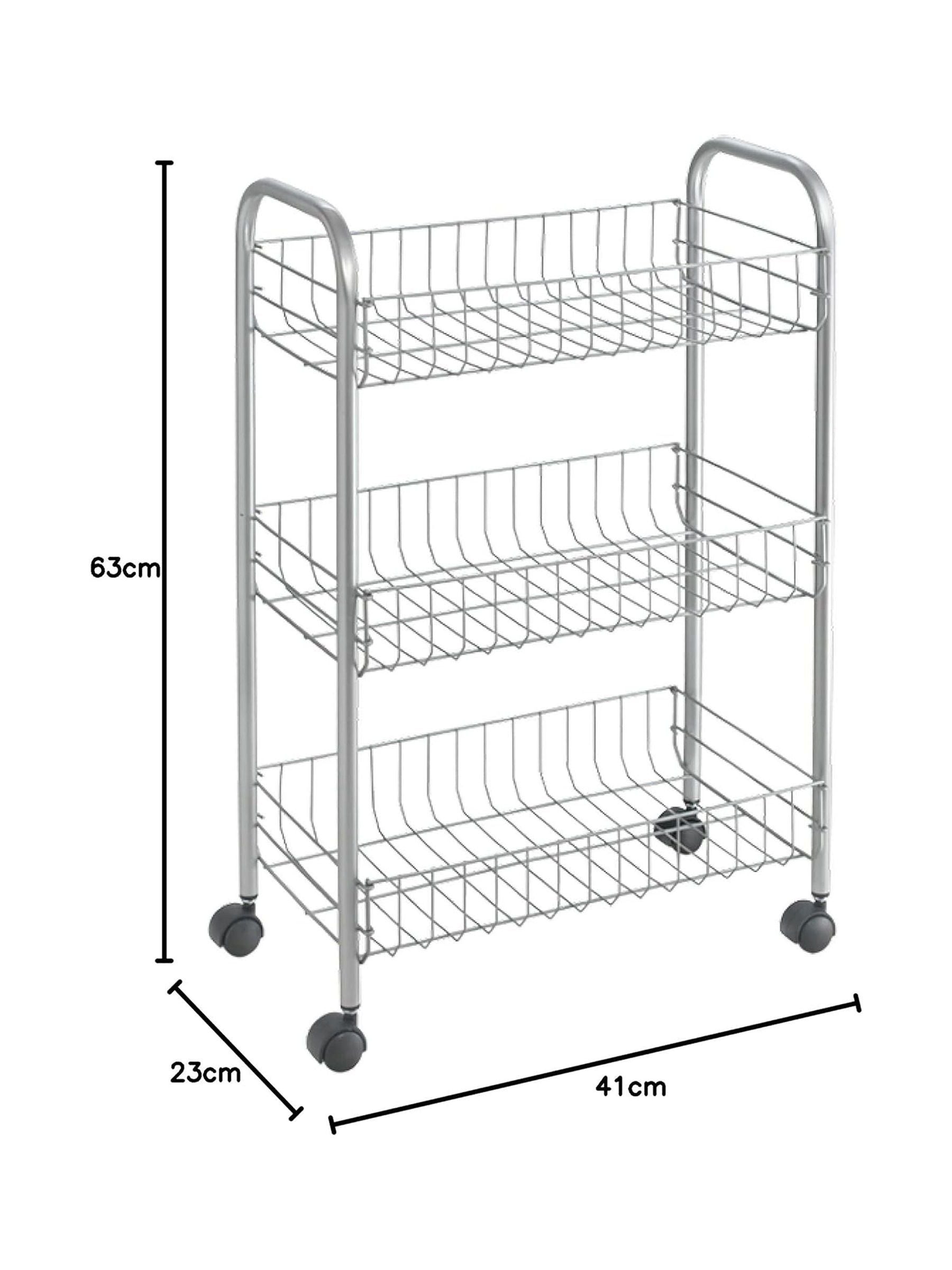 Metaltex Silver Lugano storage rolling cart - British product