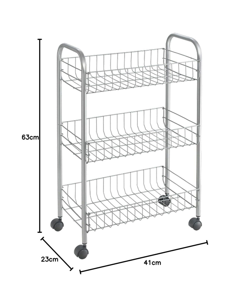 Metaltex Silver Lugano storage rolling cart - British product
