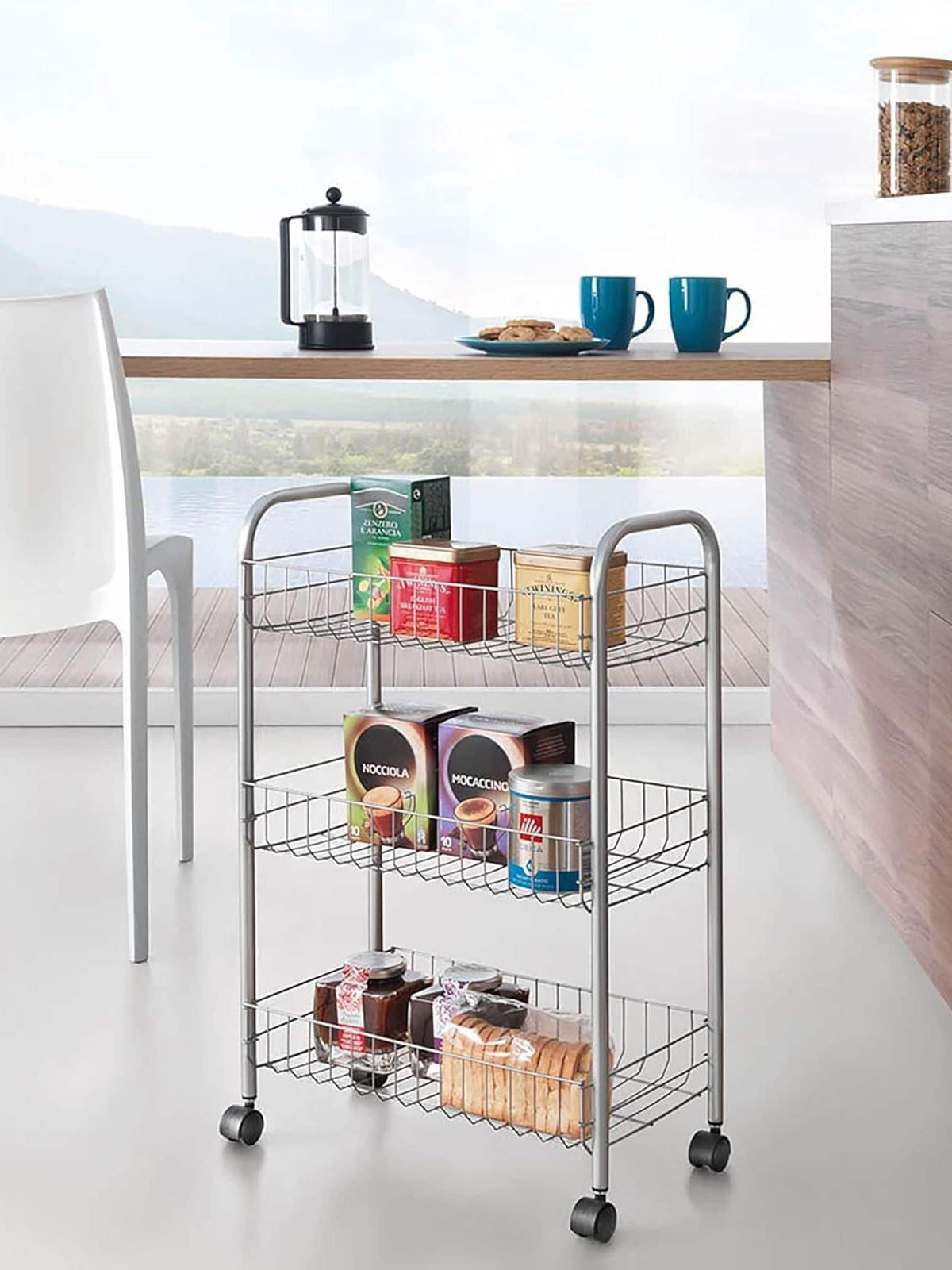 Metaltex Silver Lugano storage rolling cart - British product