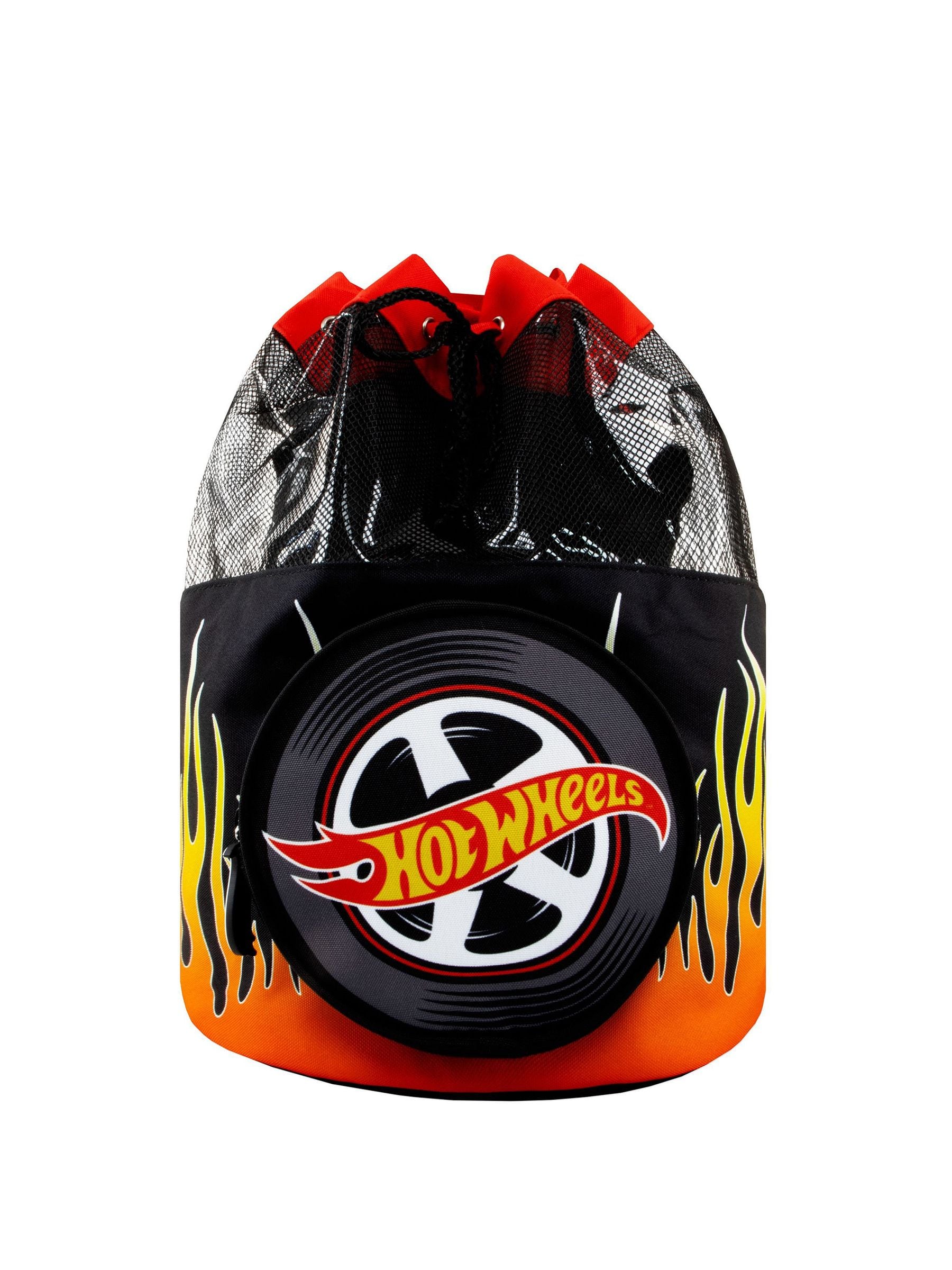 Hot Wheels children's swim bag black with flames, UK version