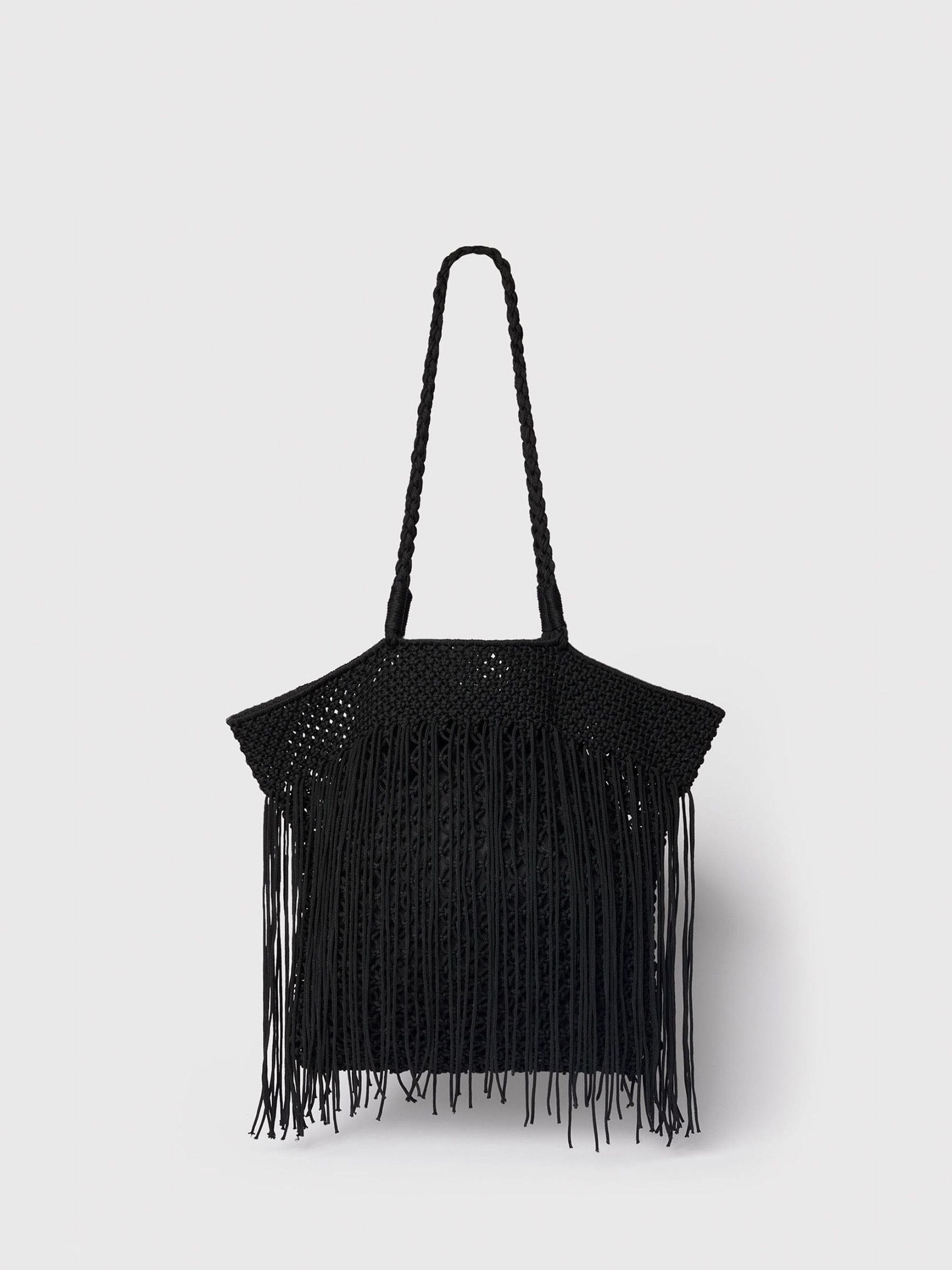 Whistles black crochet fringe bag for women, UK version