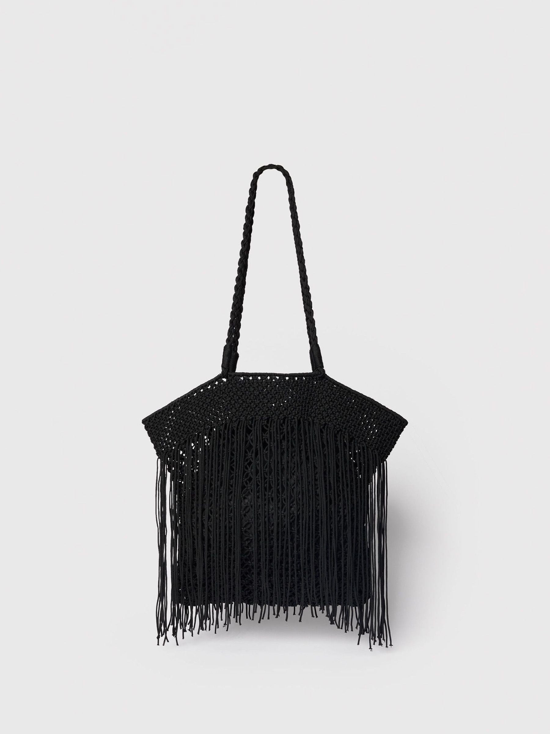 Whistles black crochet fringe bag for women, UK version