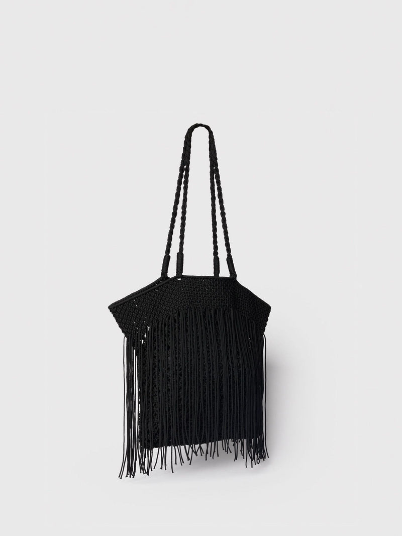 Whistles black crochet fringe bag for women, UK version