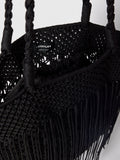 Whistles black crochet fringe bag for women, UK version