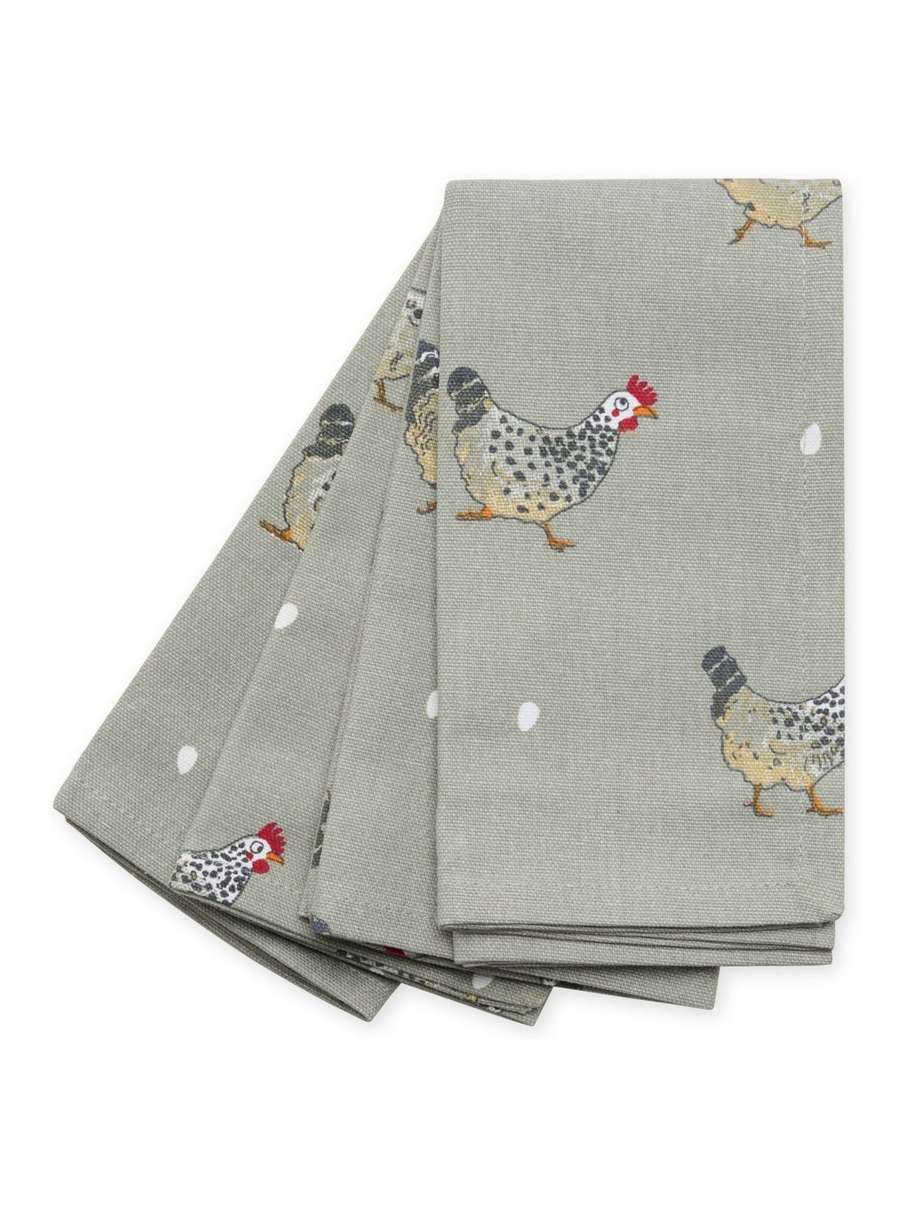 Sophie Allport grey chicken napkins set of 4 (British brand)