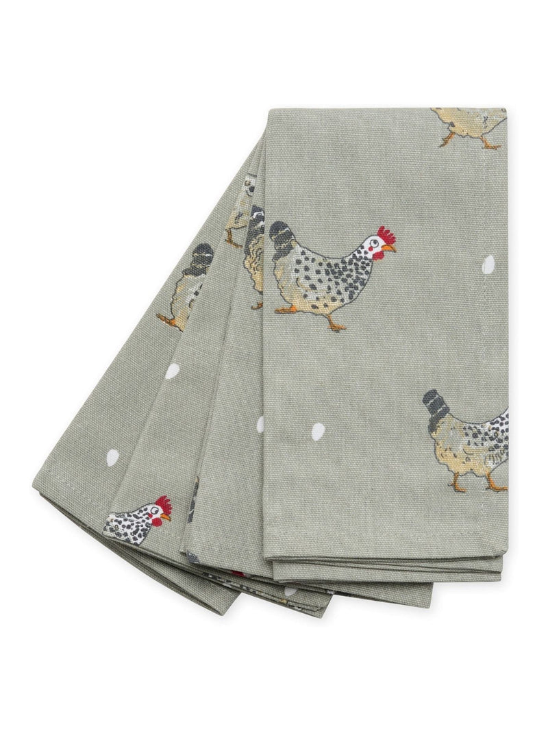 Sophie Allport grey chicken napkins set of 4 (British brand)