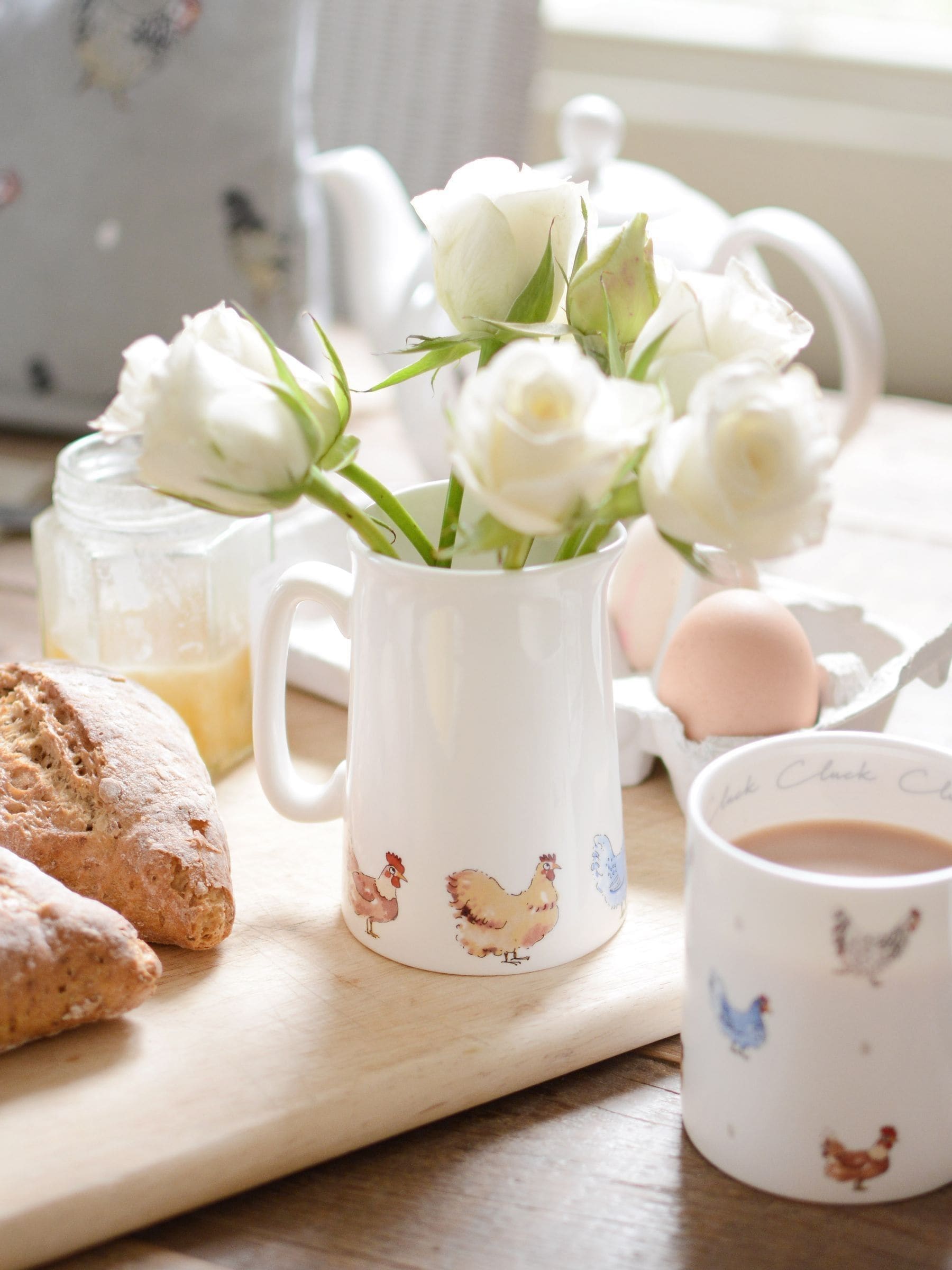 Sophie Allport large bone china jug with hen design (British brand)