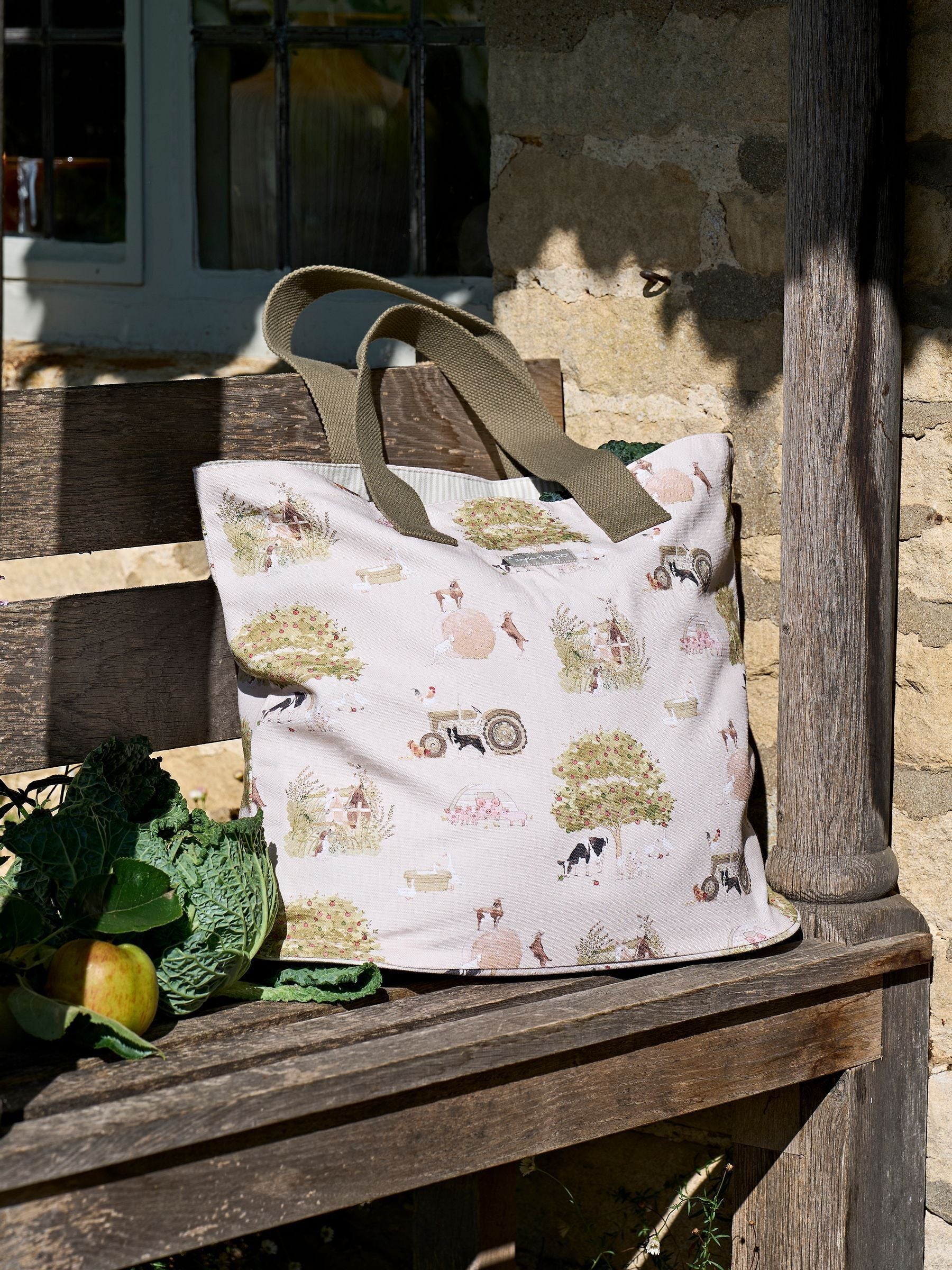Sophie Allport Farm Friends neutral stone tote bag, imported from the UK