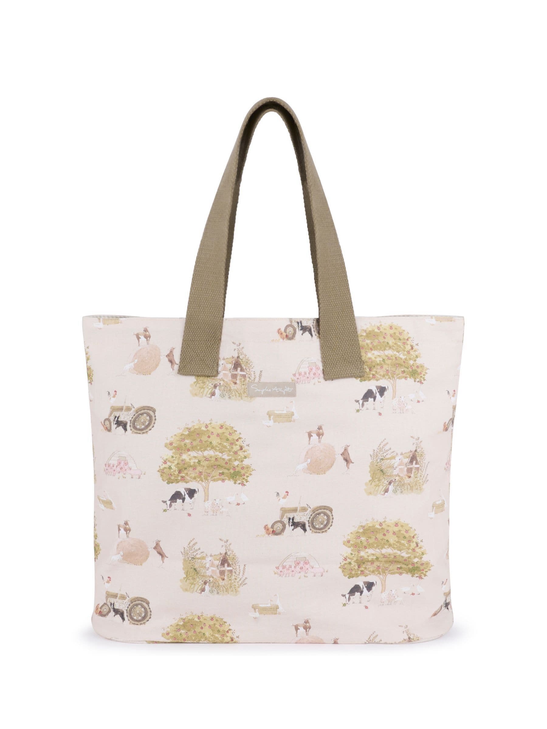 Sophie Allport Farm Friends neutral stone tote bag, imported from the UK