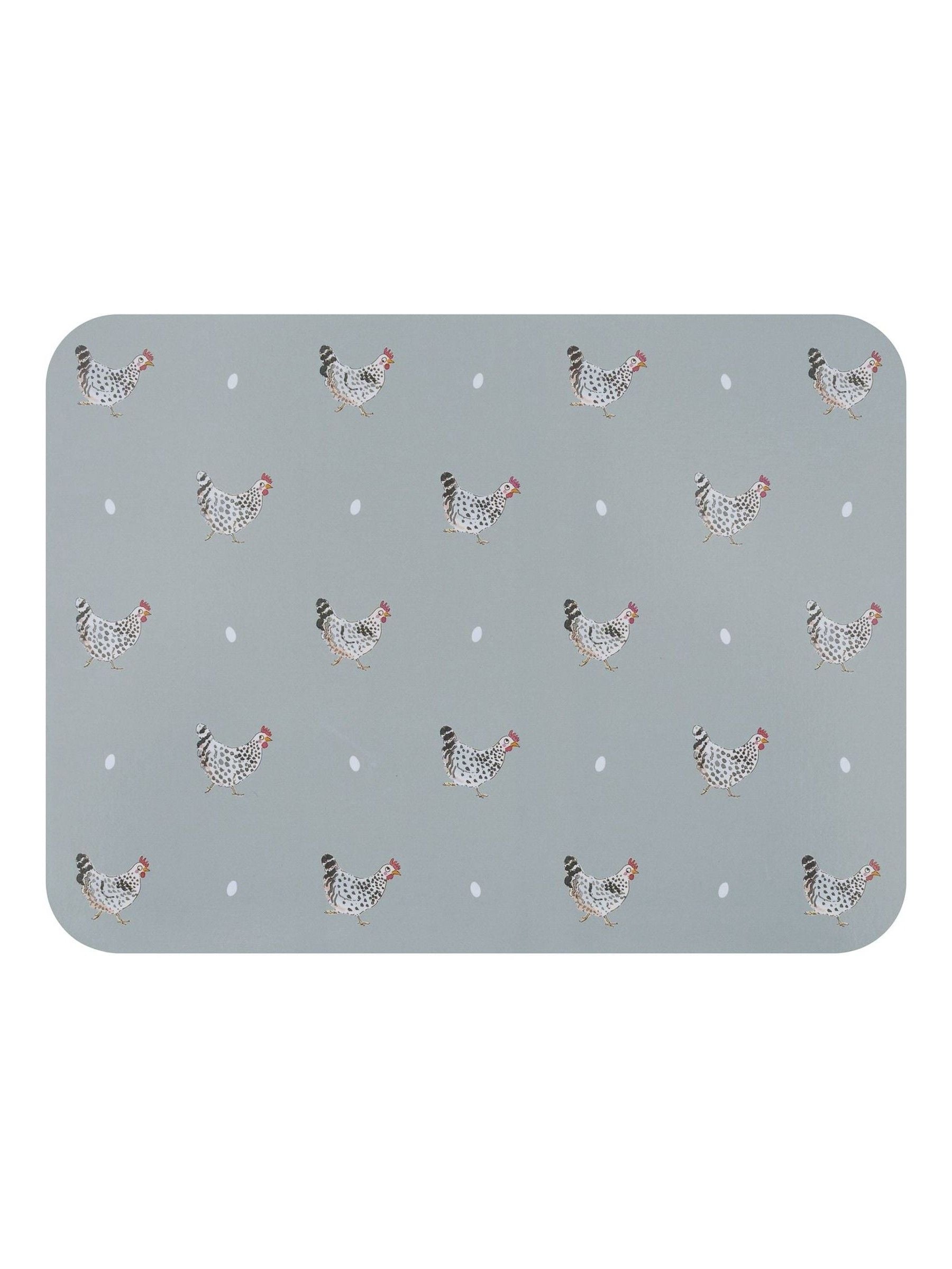 Sophie Allport set of 4 grey chicken placemats - British product