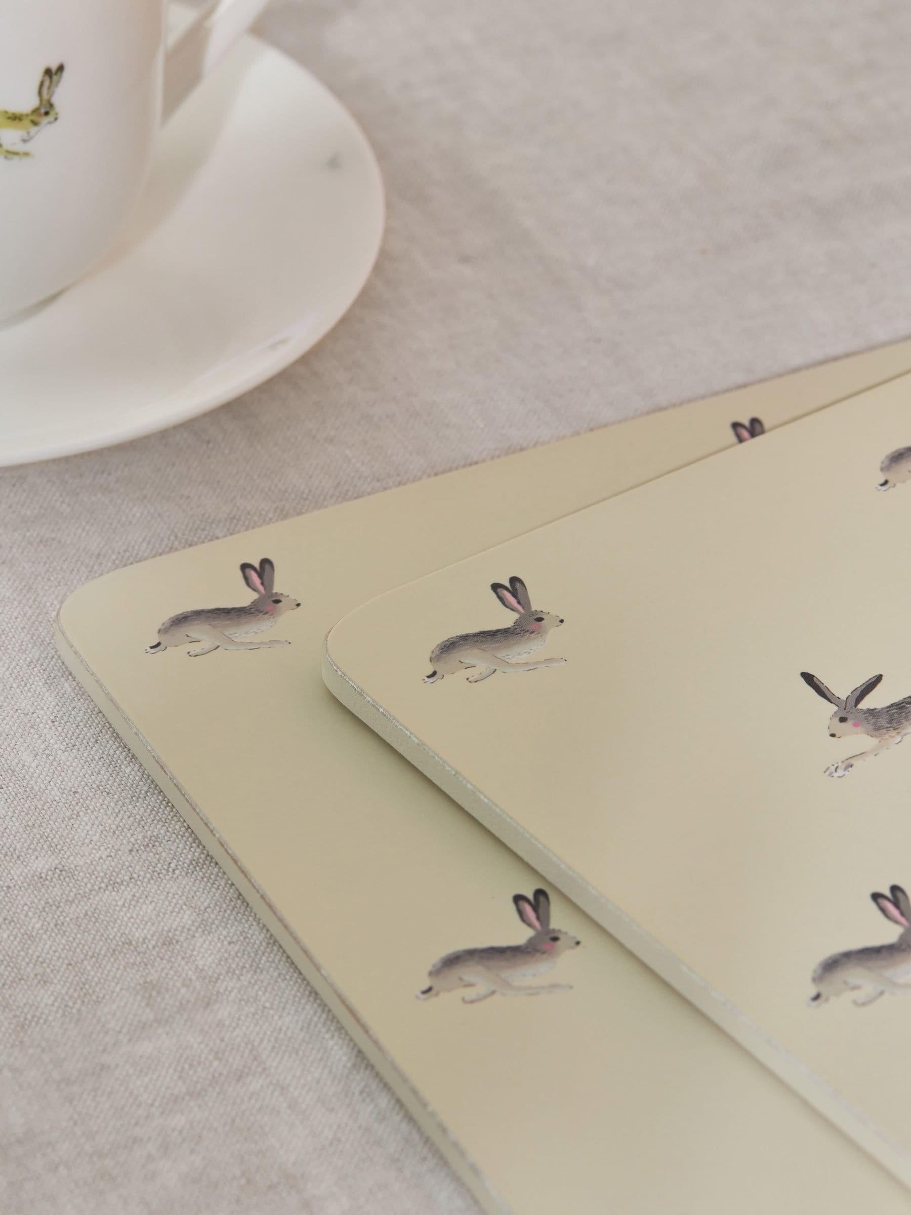 Sophie Allport set of 4 hare placemats, imported from the UK