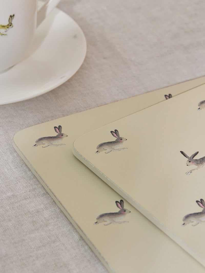 Sophie Allport set of 4 hare placemats, imported from the UK