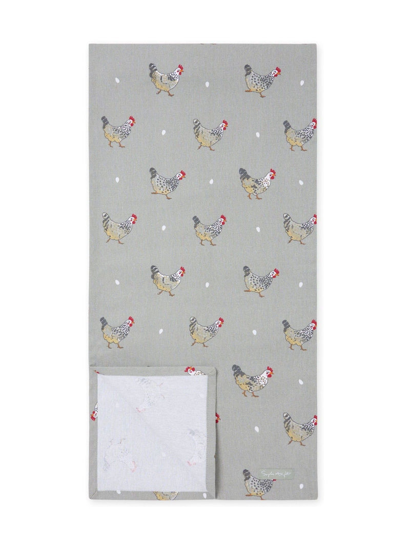 Sophie Allport grey chicken table runner 35x280cm, UK version
