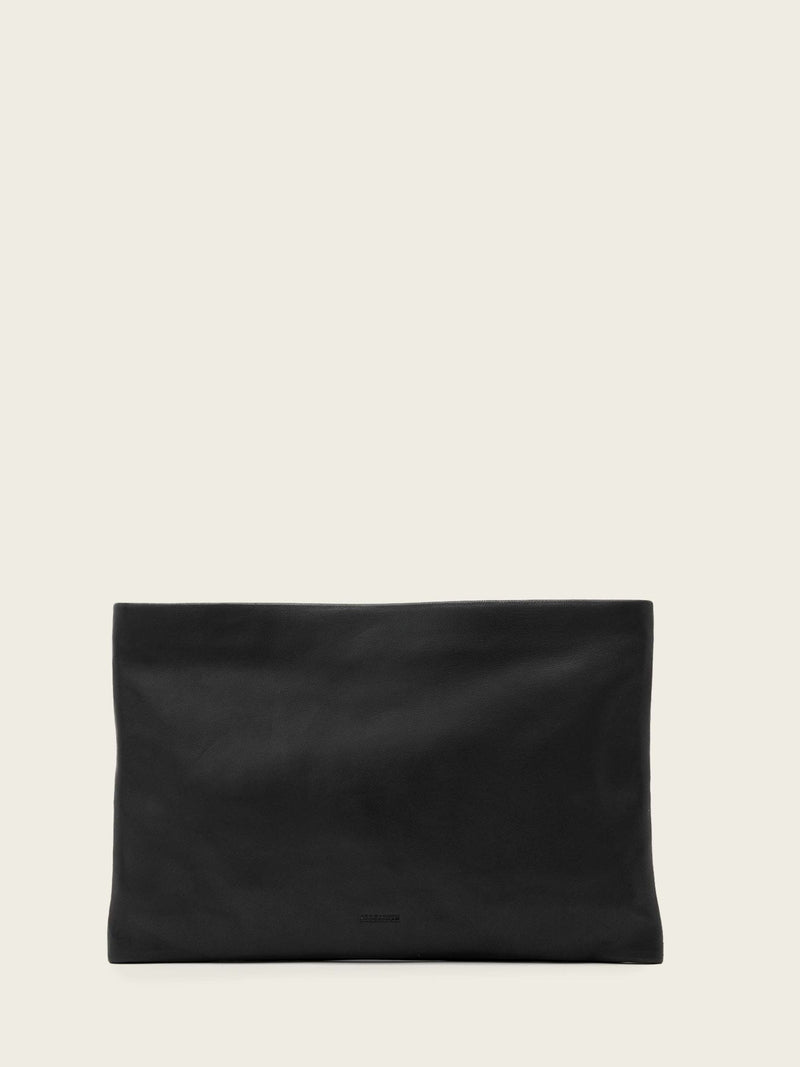 AllSaints black Bettina leather clutch, imported from the UK