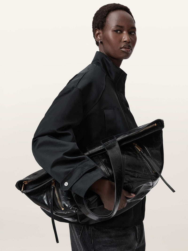 AllSaints Black Jean Rey tote bag leather, UK version