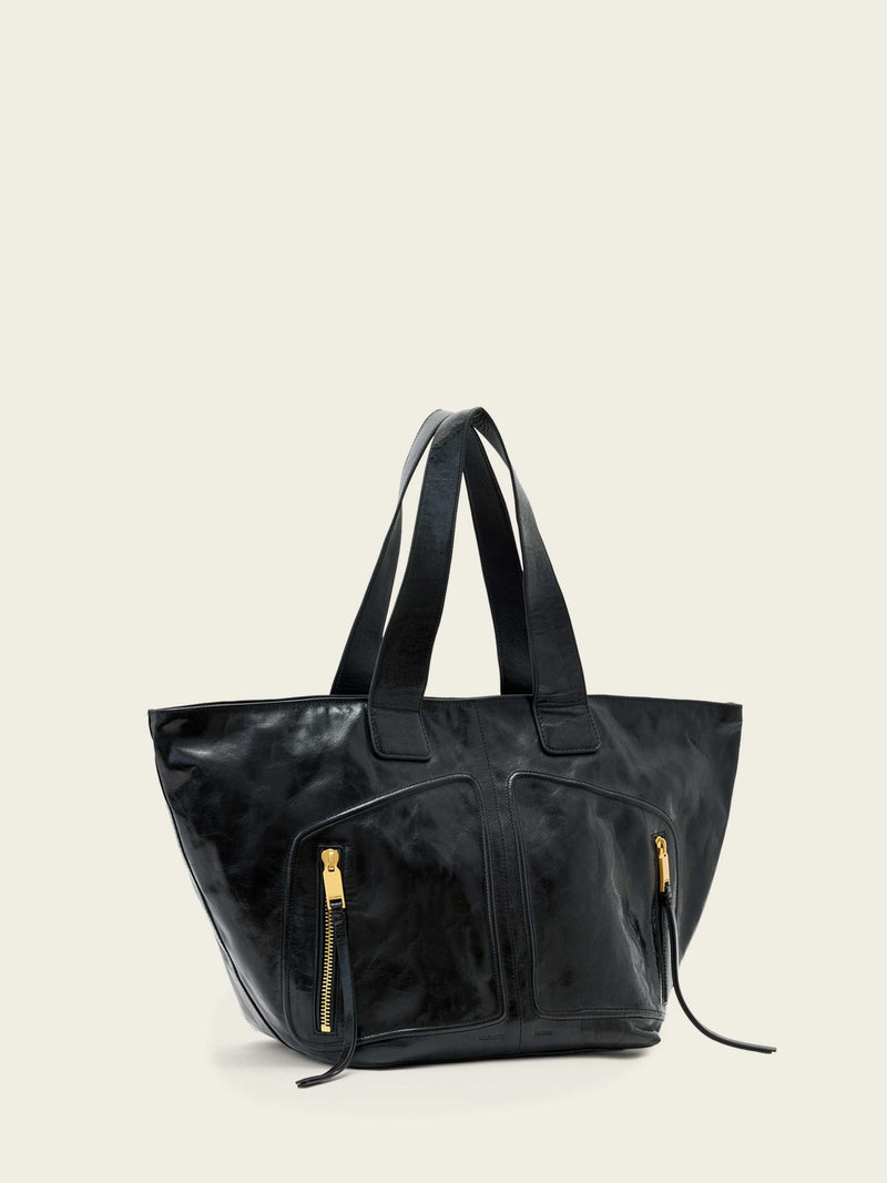 AllSaints Black Jean Rey tote bag leather, UK version