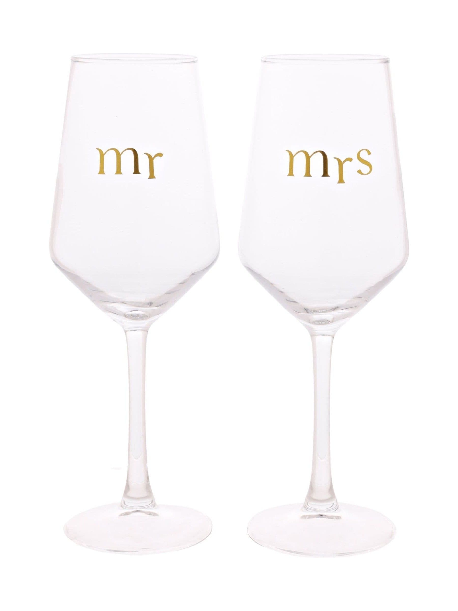 Widdop Mr and Mrs wine glasses set of 2, UK version