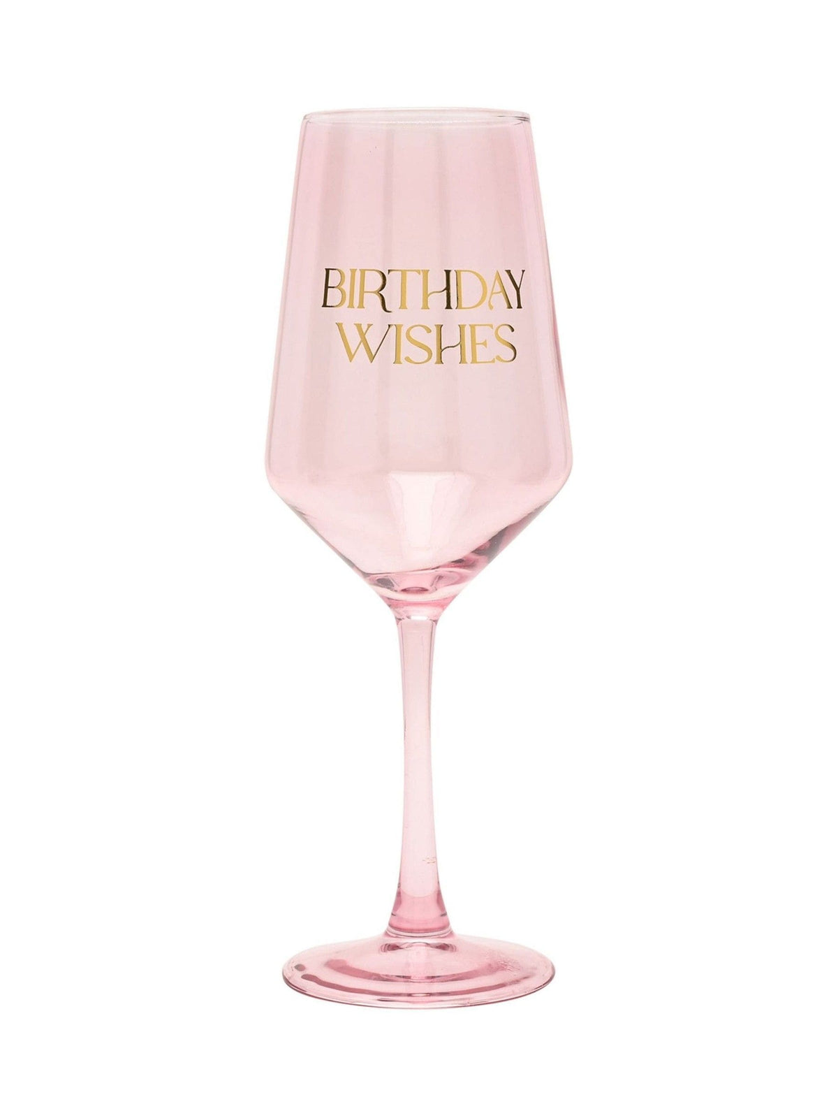 Widdop pink wine glass with Birthday Wishes decal, UK version