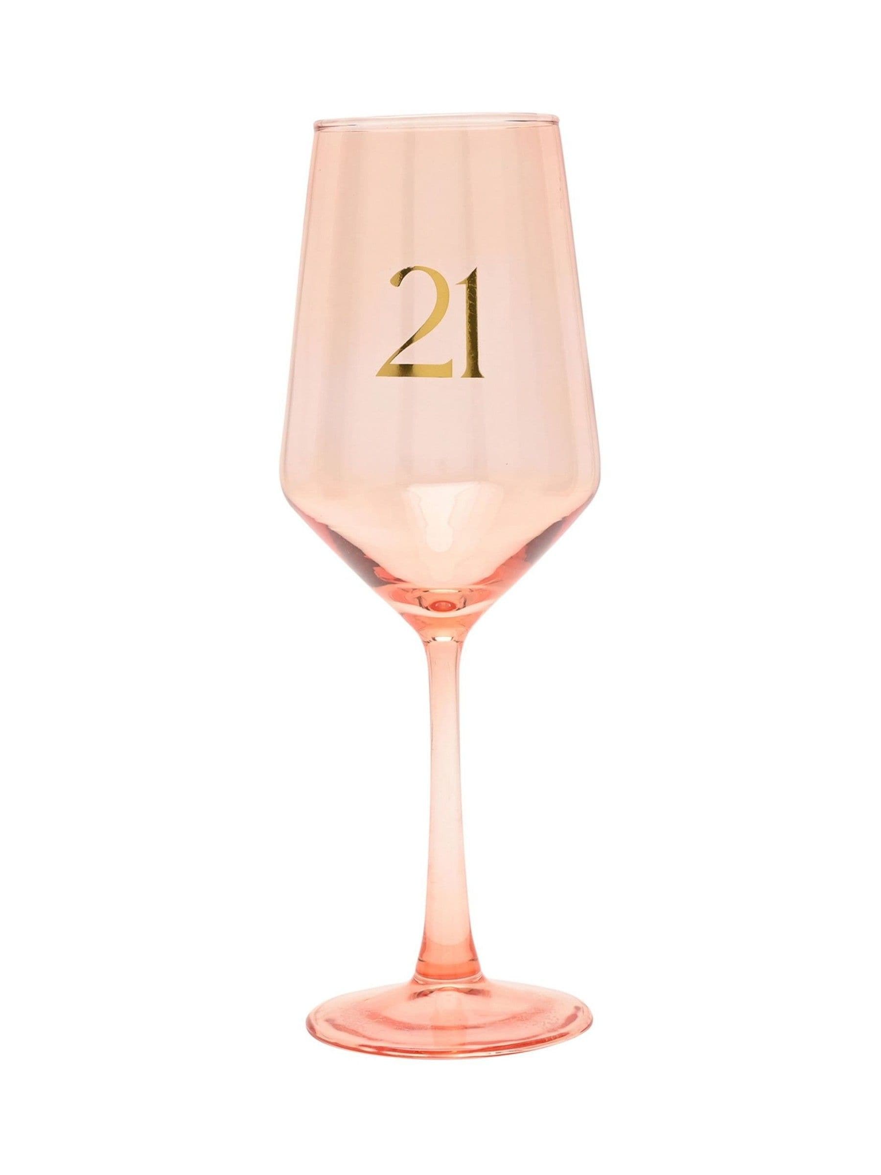 Widdop peach wine glass gold 21 decal 23.5cm (British brand)