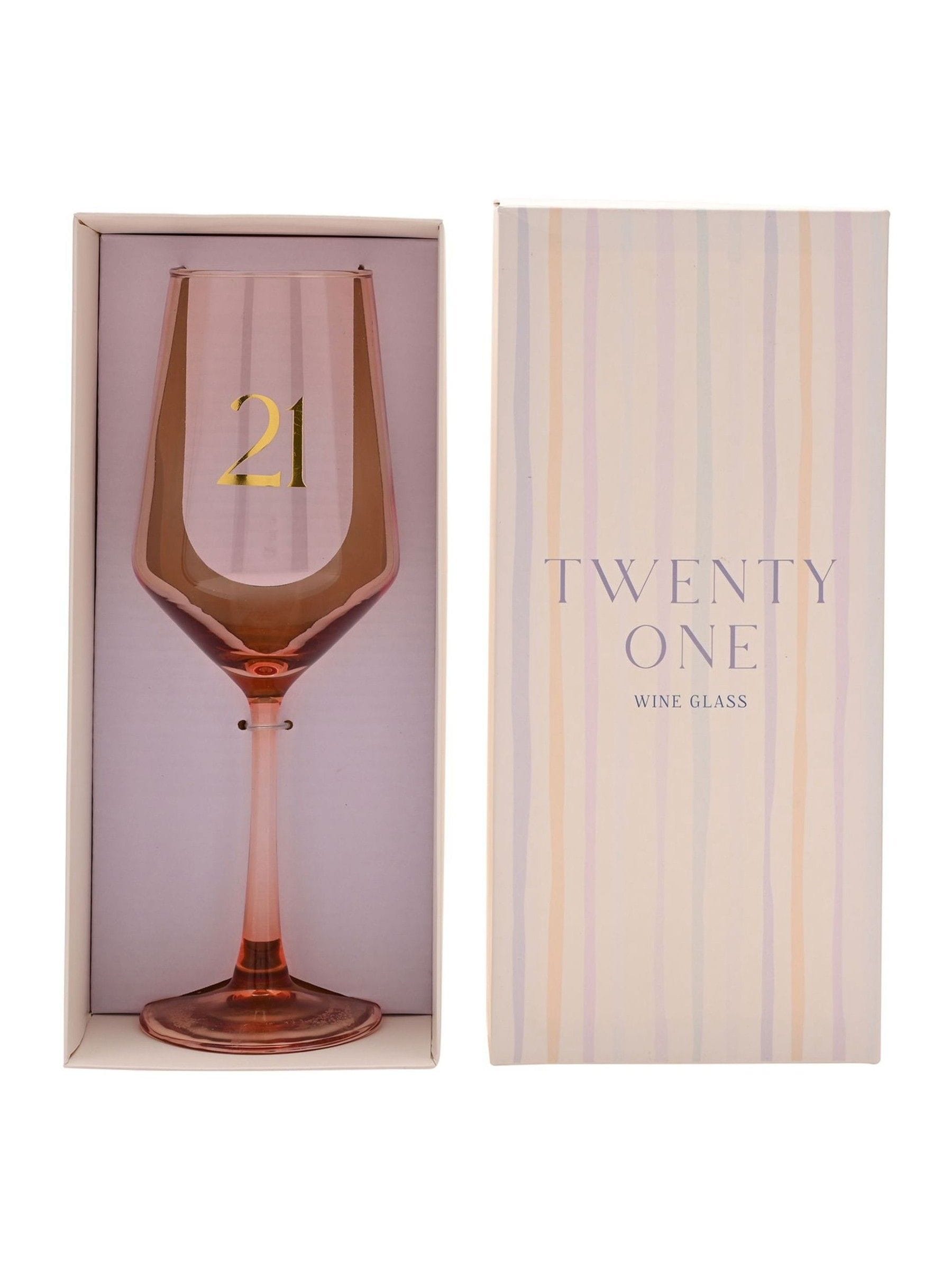 Widdop peach wine glass gold 21 decal 23.5cm (British brand)