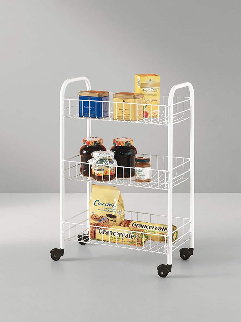 Metaltex White Siena storage rolling cart - British product