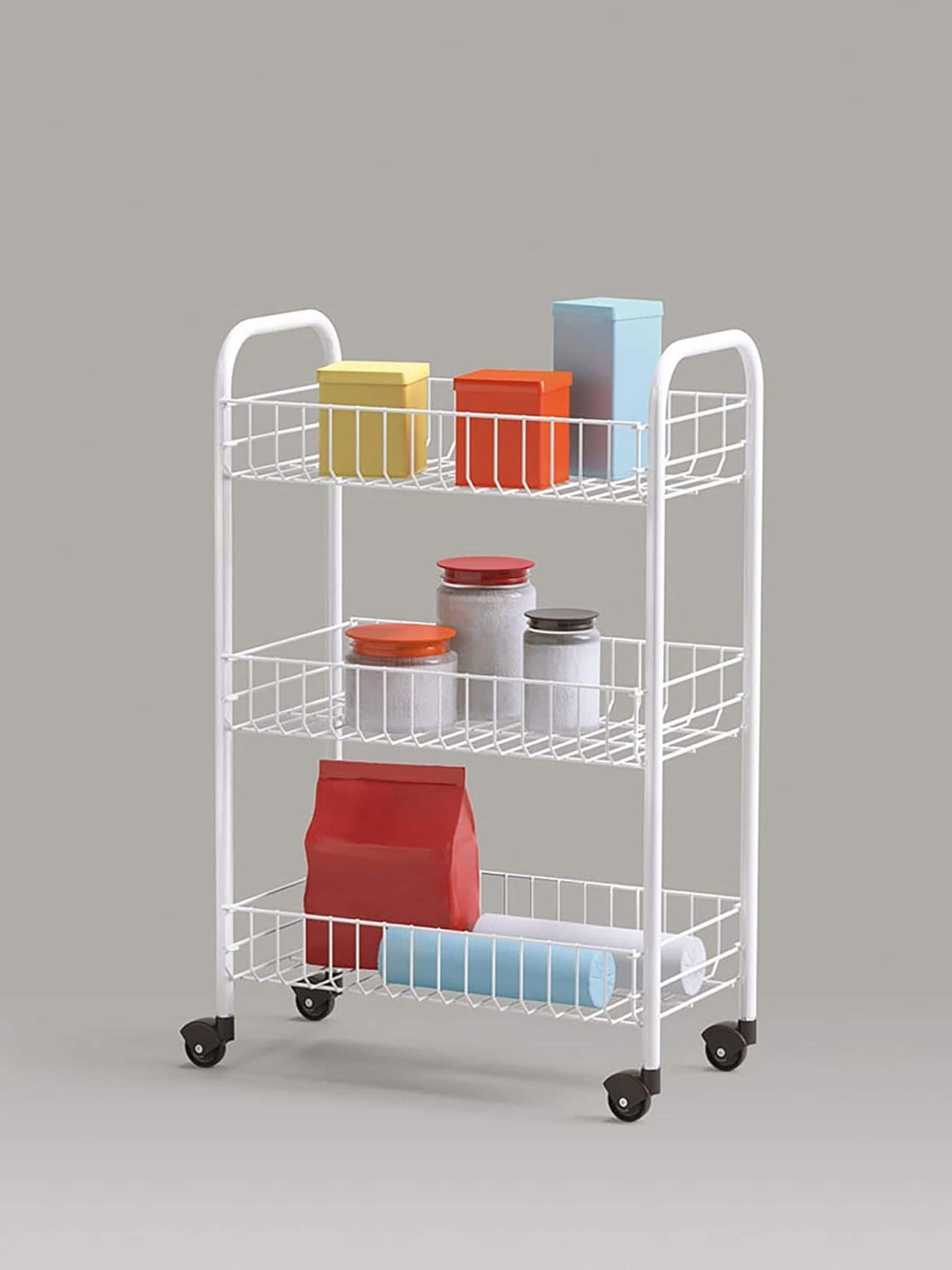 Metaltex White Siena storage rolling cart - British product