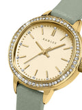 Radley watch with pale gold case and pistachio strap, UK version