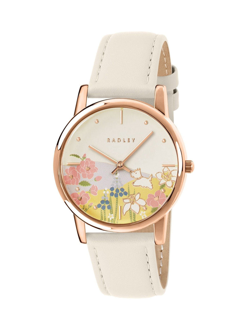 Radley Spring Meadows rose gold watch with salt leather strap - British product