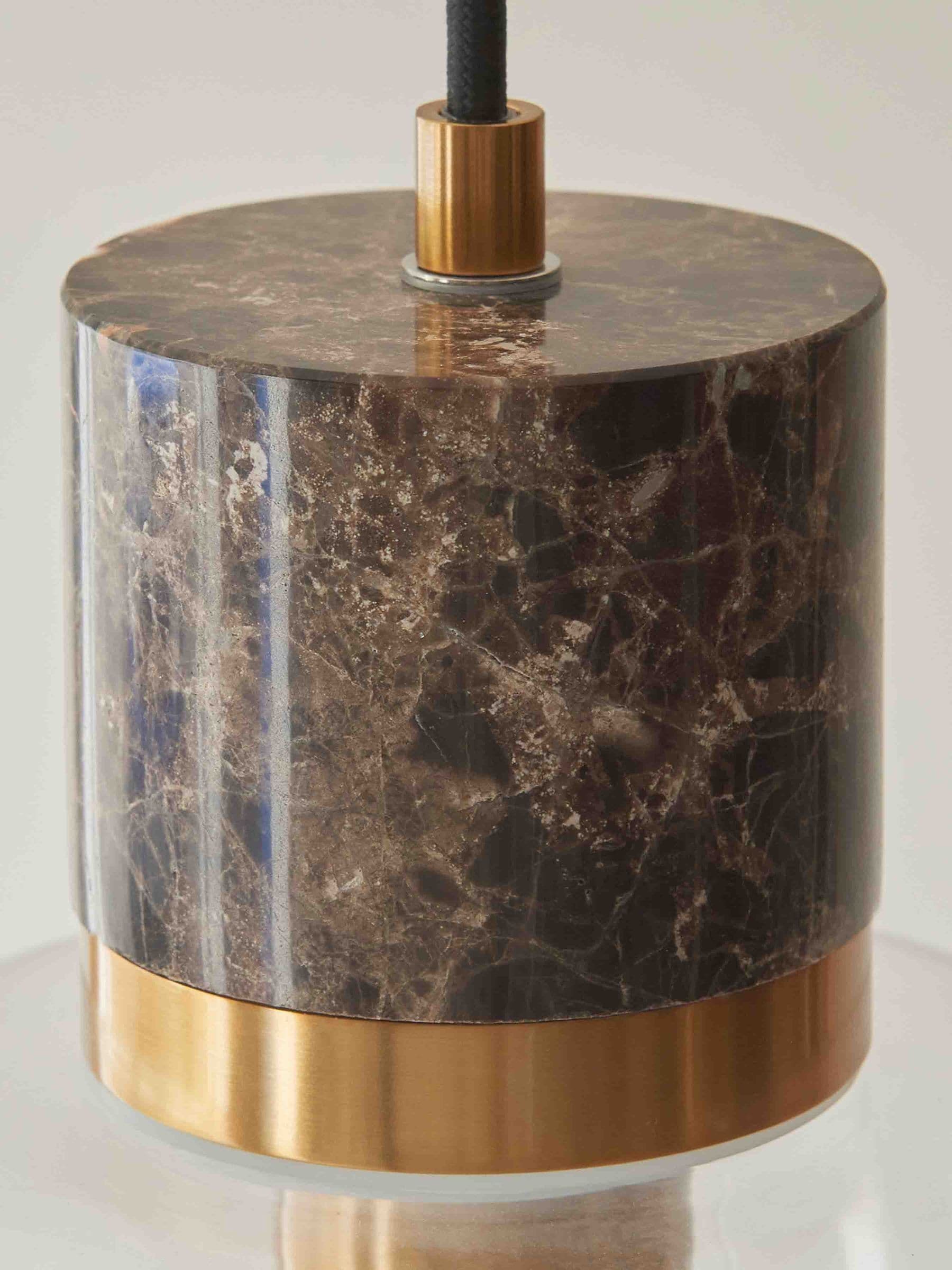 Gallery Home dark brown travertine ceiling pendant light, imported from the UK