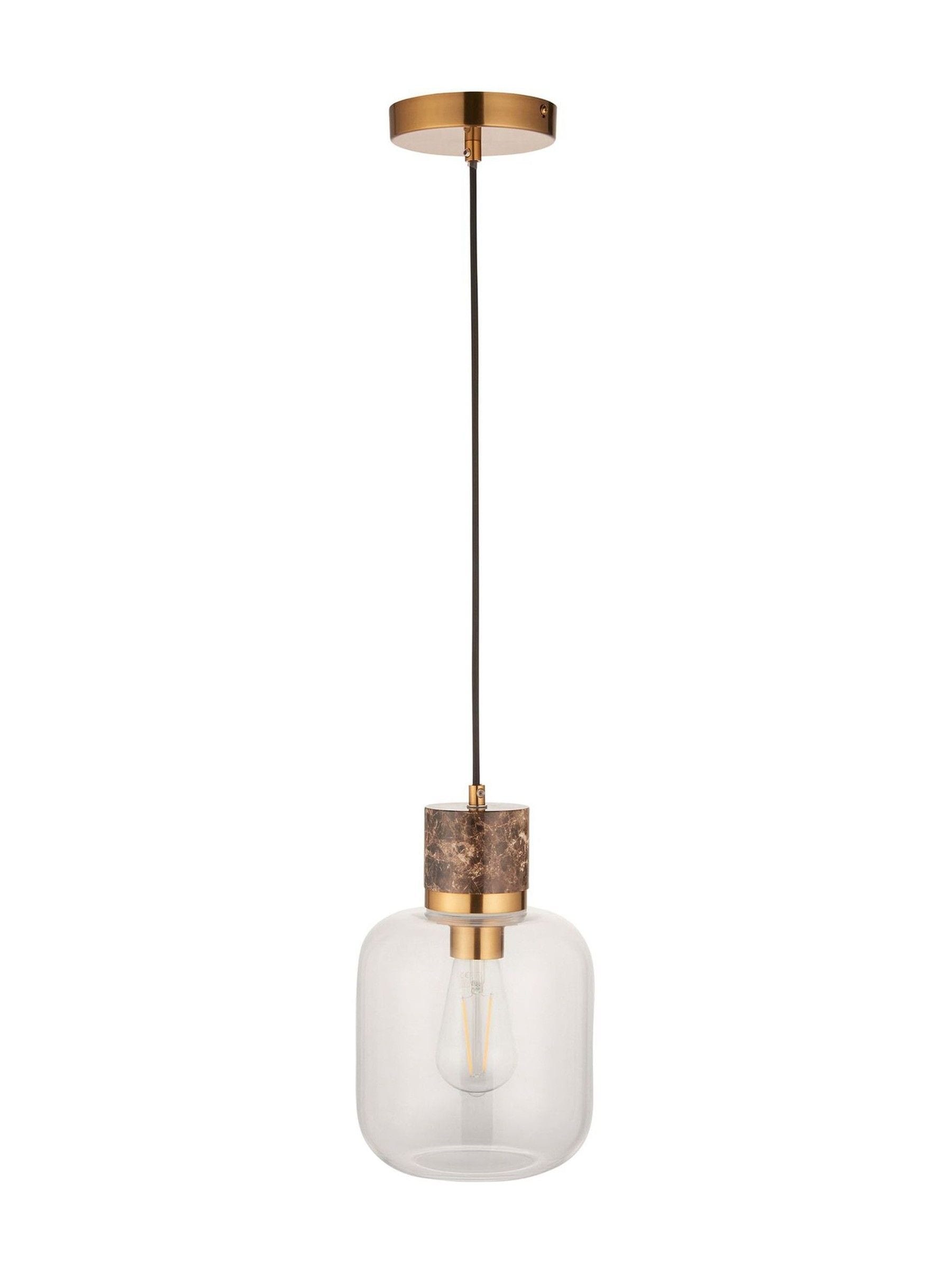 Gallery Home dark brown travertine ceiling pendant light, imported from the UK