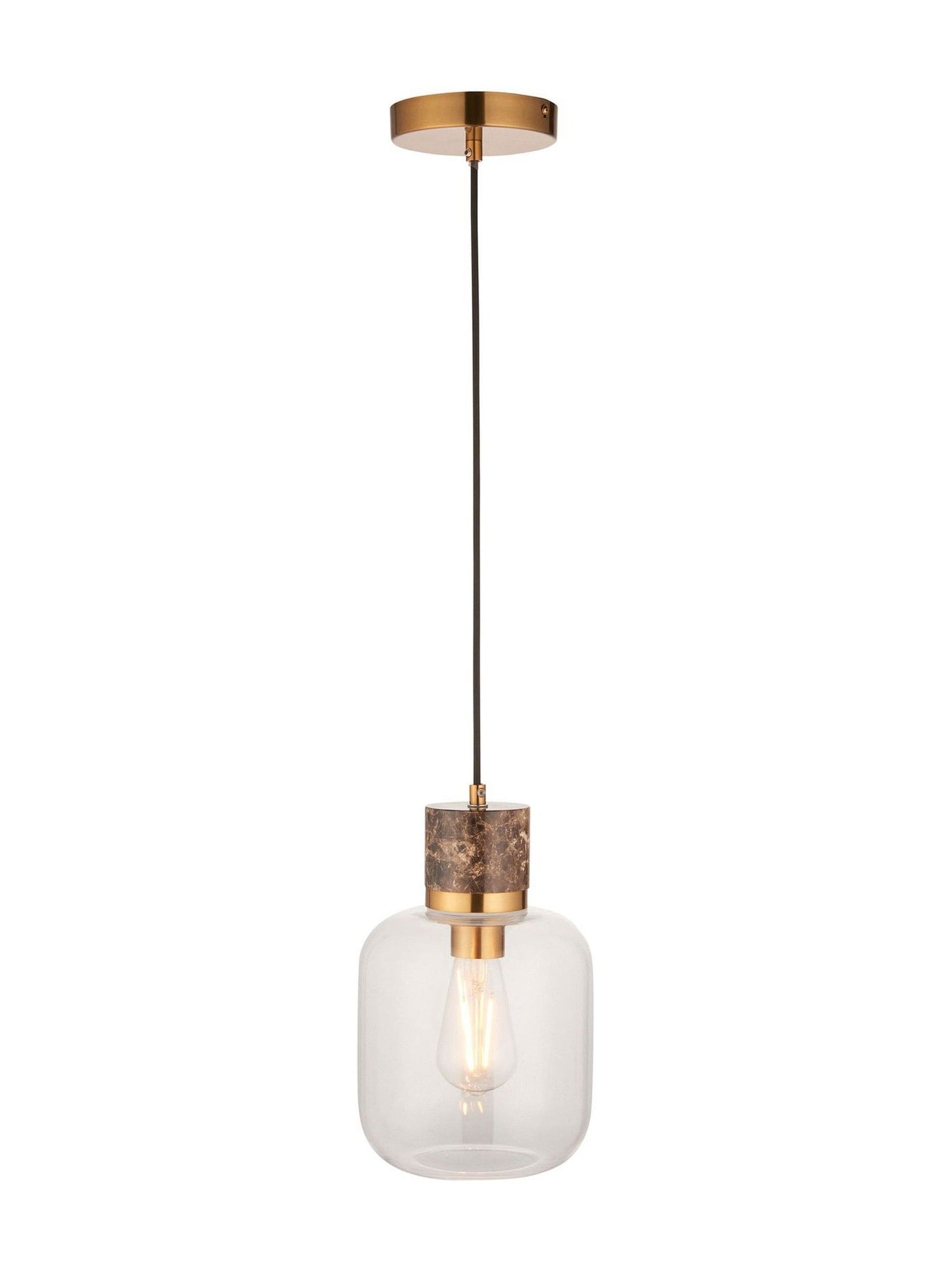Gallery Home dark brown travertine ceiling pendant light, imported from the UK