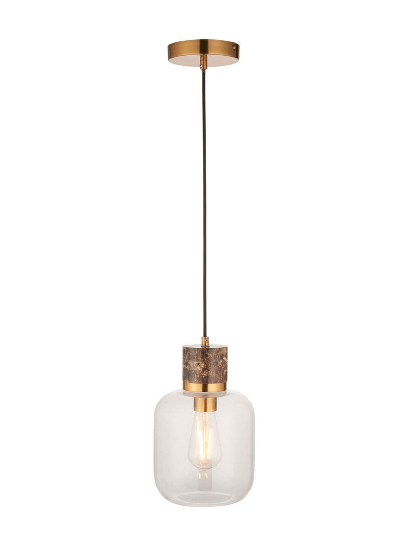 Gallery Home dark brown travertine ceiling pendant light, imported from the UK