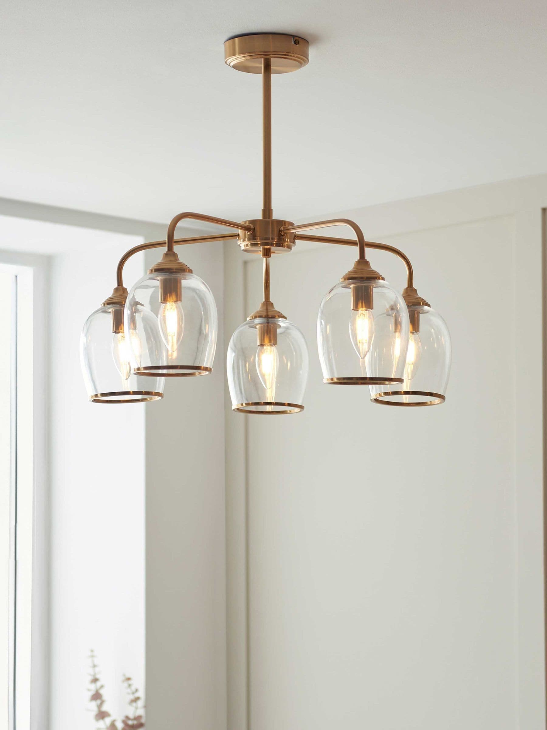 Gallery Home Aged Brass Ashton 5 ceiling pendant light, imported from the UK