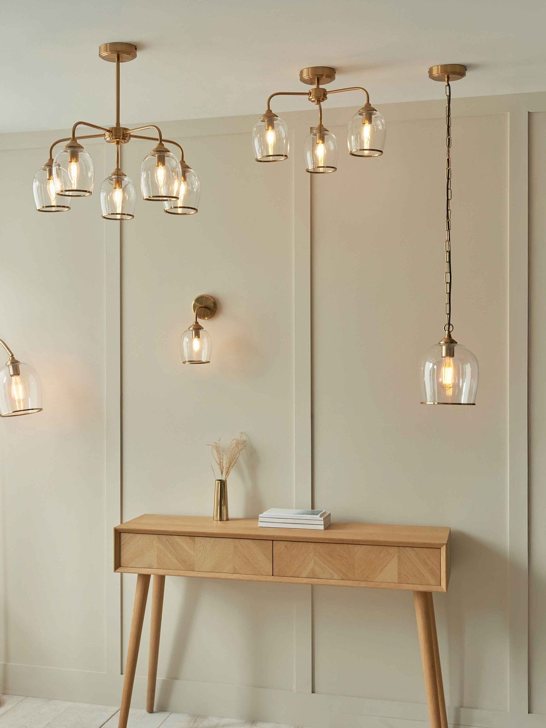 Gallery Home Aged Brass Ashton 5 ceiling pendant light, imported from the UK
