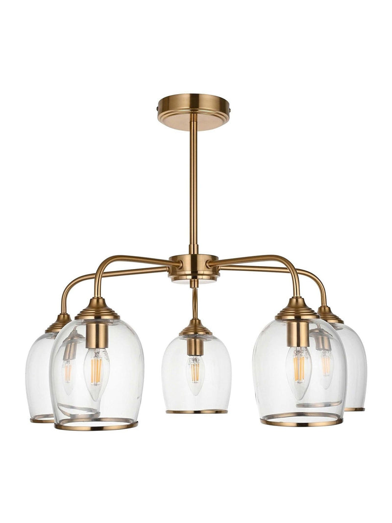 Gallery Home Aged Brass Ashton 5 ceiling pendant light, imported from the UK