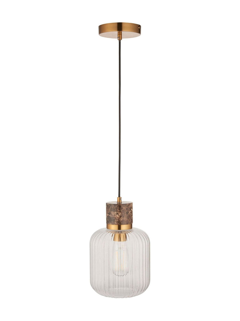 Gallery Home dark brown travertine ribbed pendant light - British product