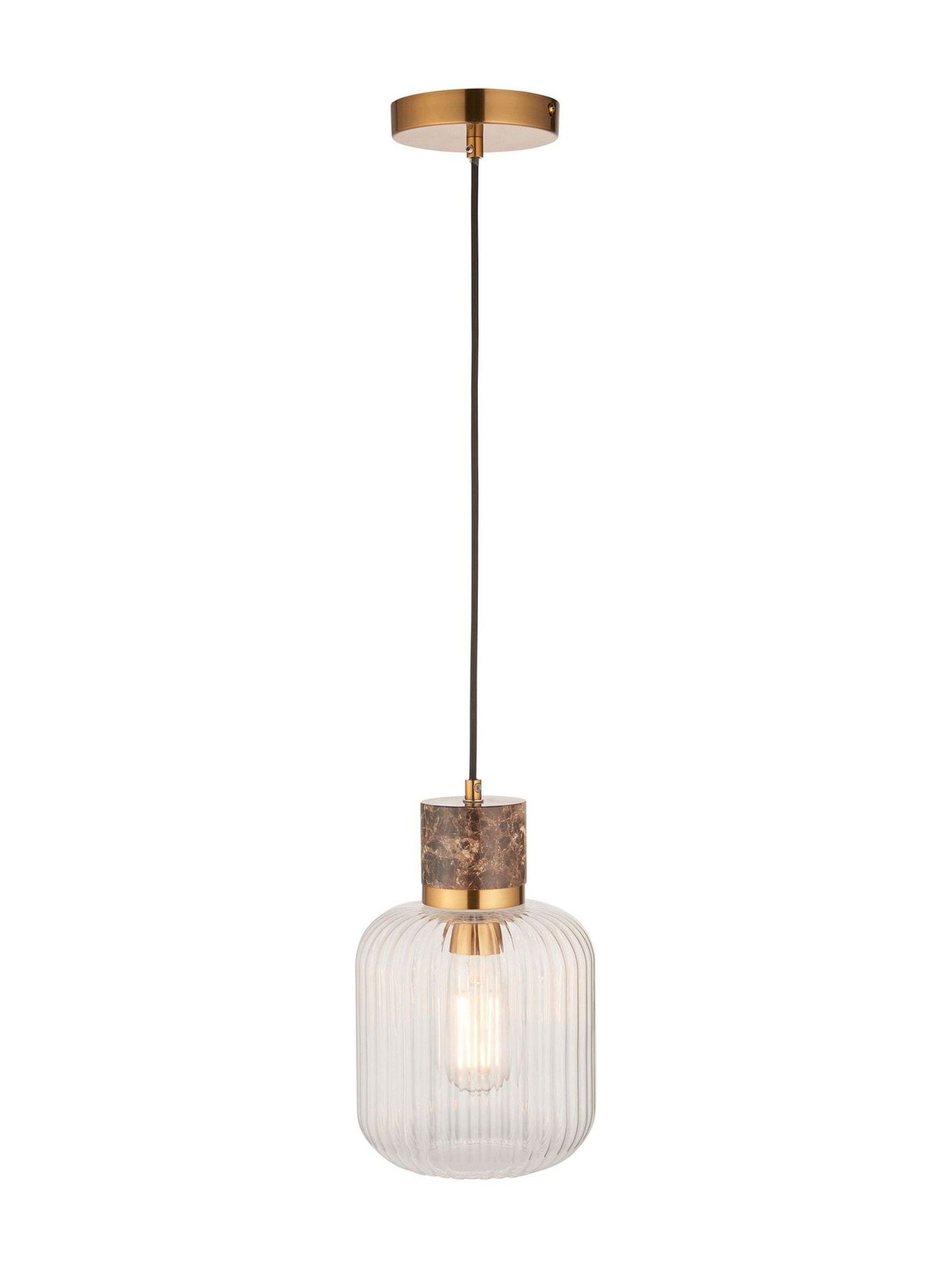 Gallery Home dark brown travertine ribbed pendant light - British product