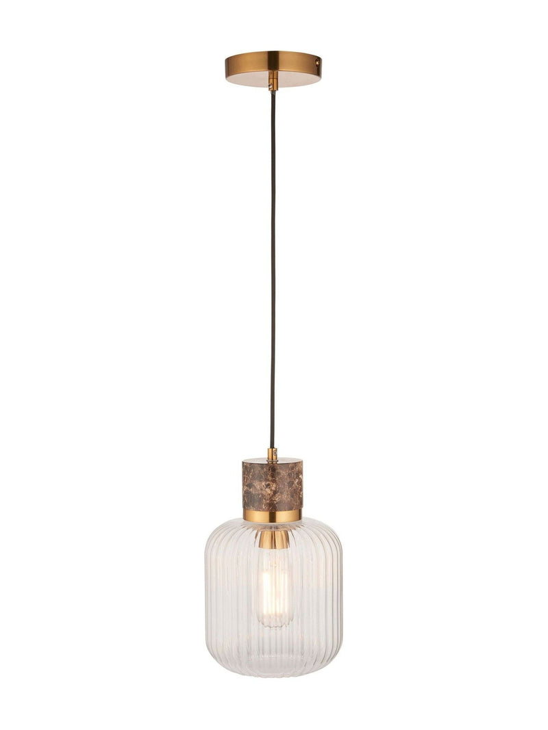 Gallery Home dark brown travertine ribbed pendant light - British product