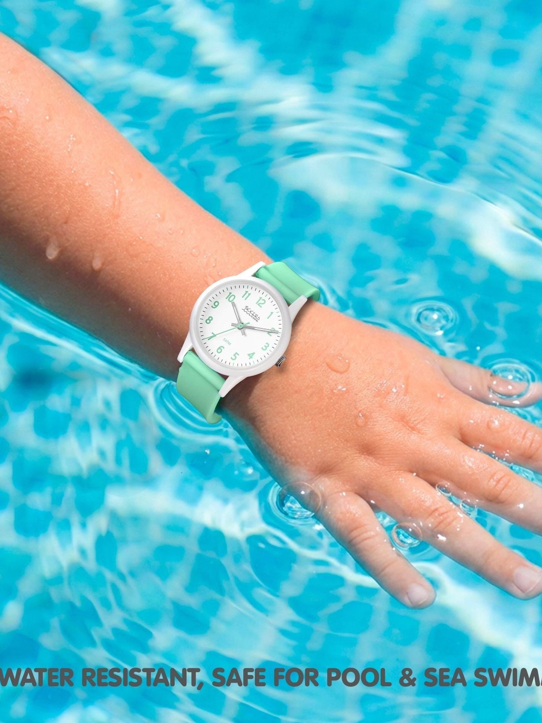 Tikkers green aqua silicone strap watch for kids, UK version