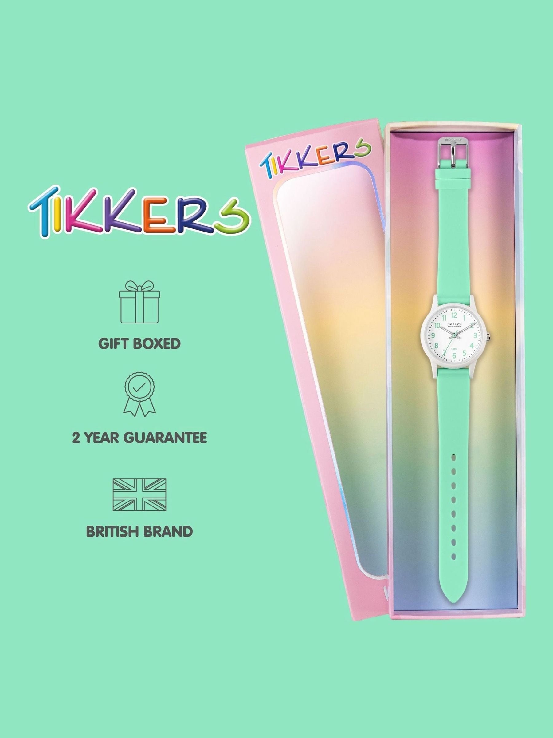 Tikkers green aqua silicone strap watch for kids, UK version