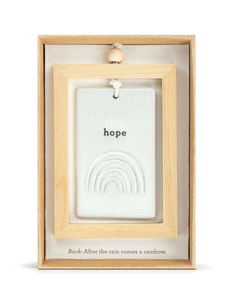 Widdop Stone hope plaque ceramic tile wooden frame (British brand)