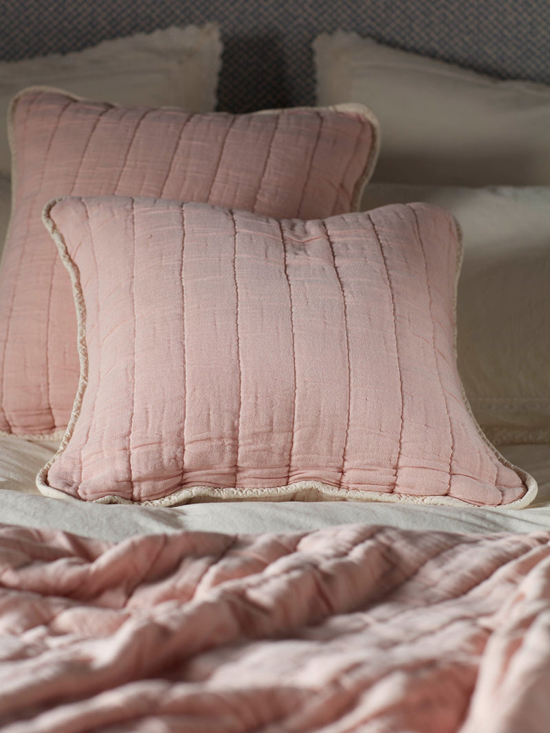 Secret Linen Store Blush Pink Vivienne Quilted Cushion Cover