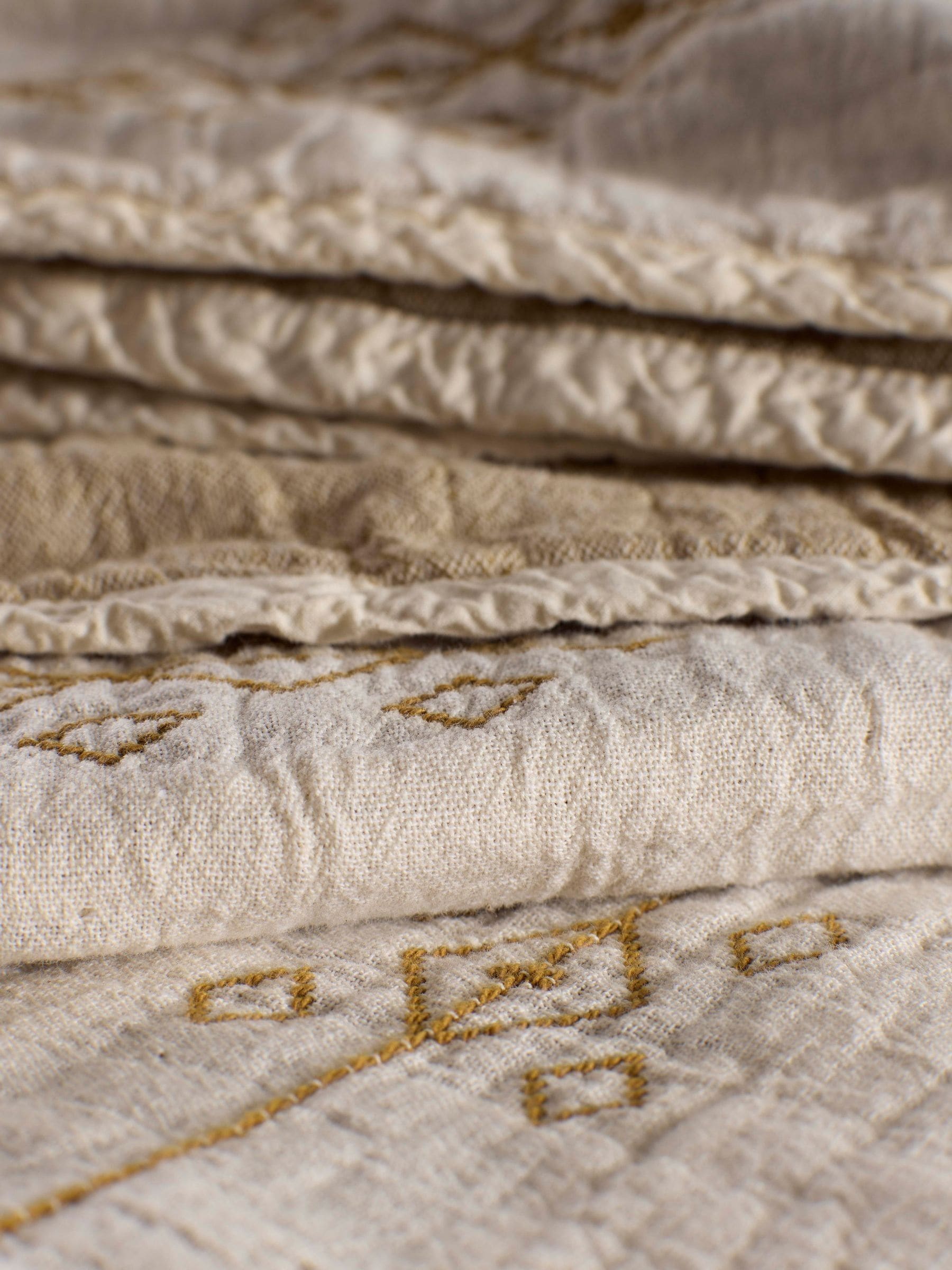 Secret Linen Store natural Jasper quilted throw (British brand)
