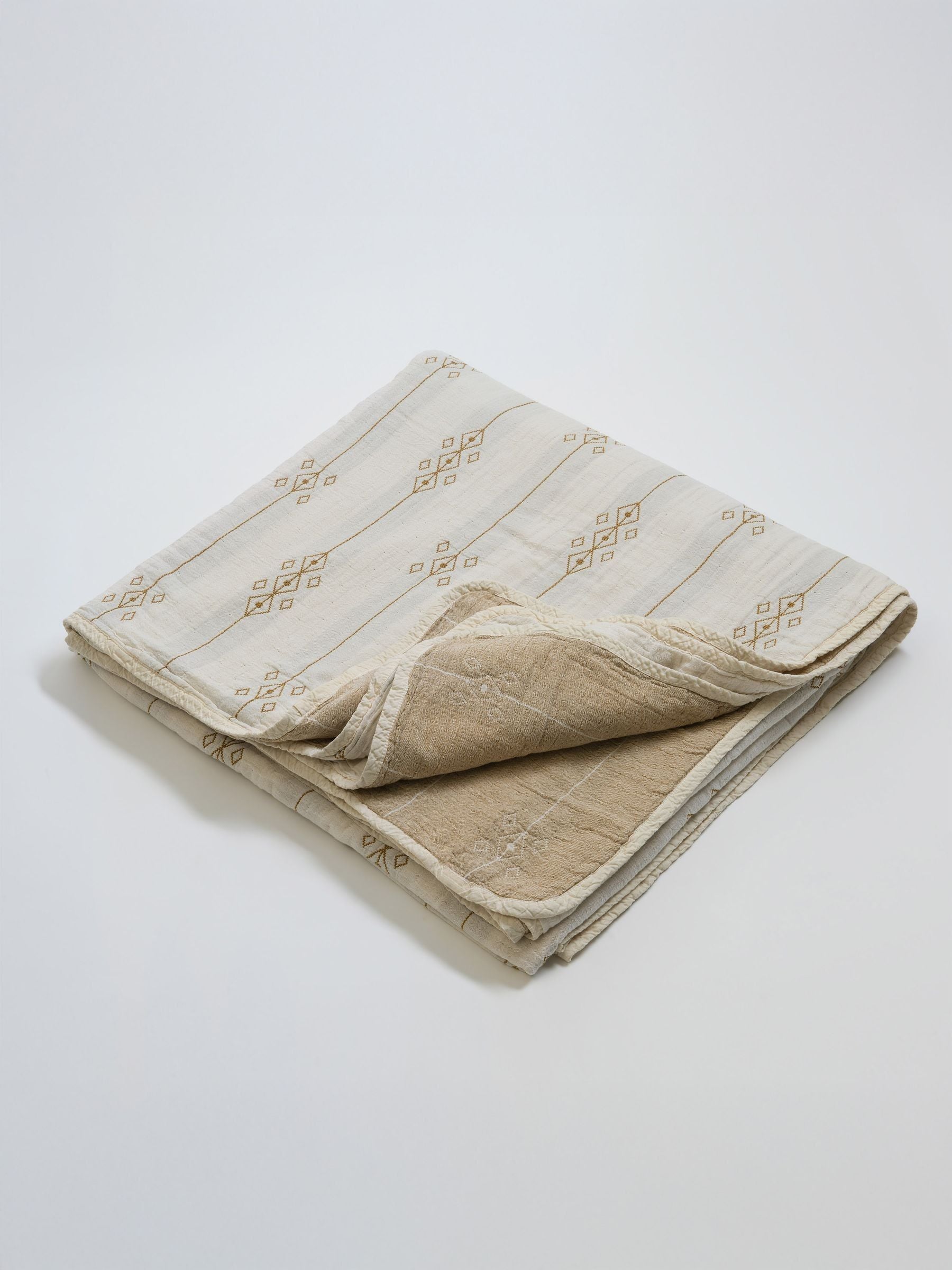 Secret Linen Store natural Jasper quilted throw (British brand)