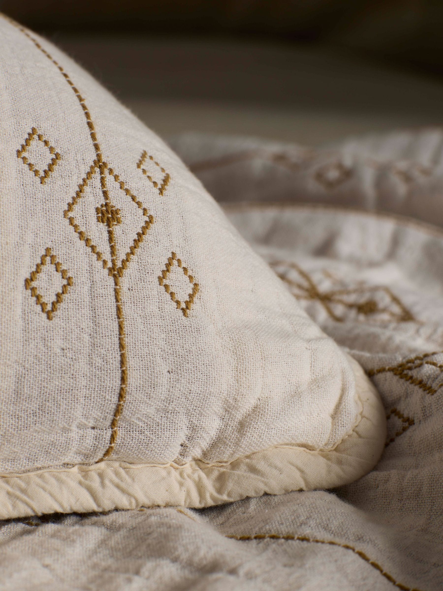 Secret Linen Store natural Jasper quilted throw (British brand)